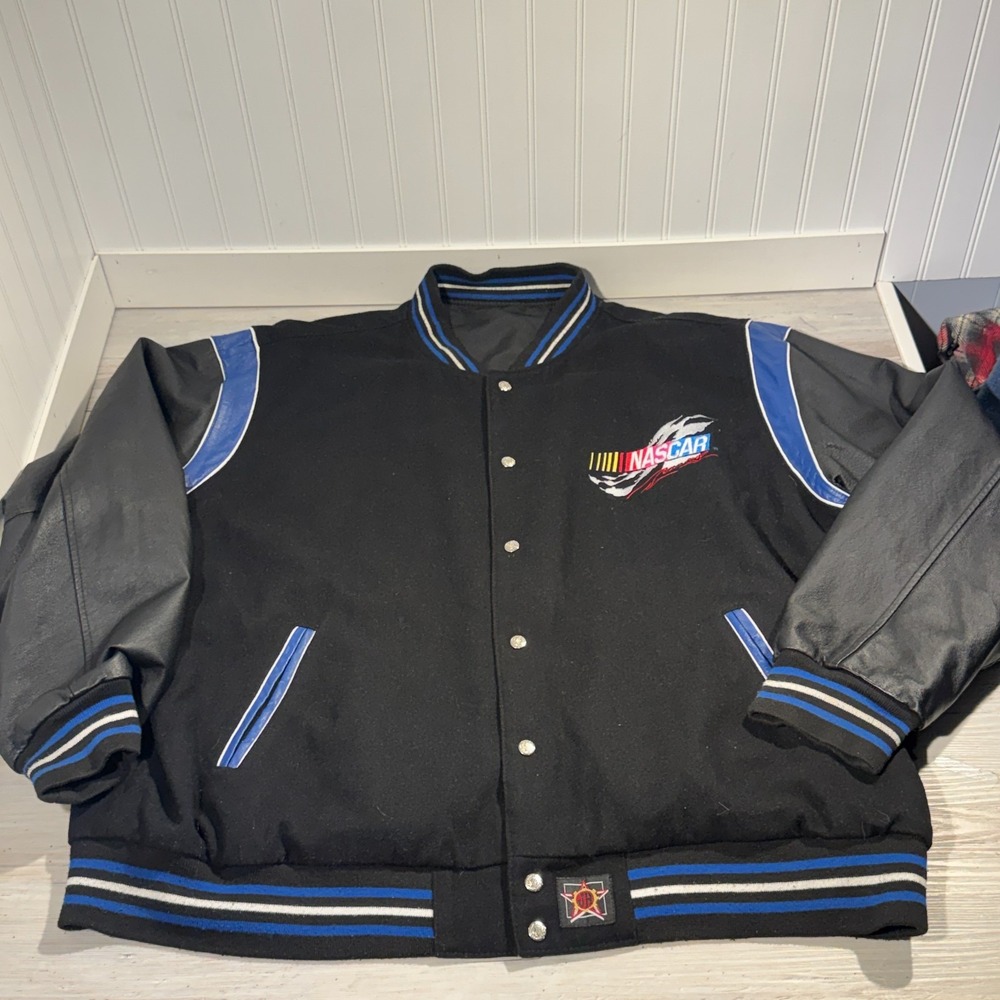 JH Design NASCAR Racing Wool Leather Varsity‎ Letterman Jacket Men's 4XL